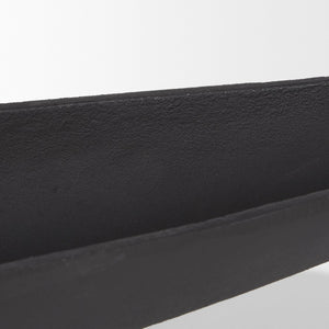 Mercana Piero Decorative Canoe-Shaped Bowl: Sculptural Aluminum Accent for Modern Tabletop Elegance Matte Black Metal | Large 70658