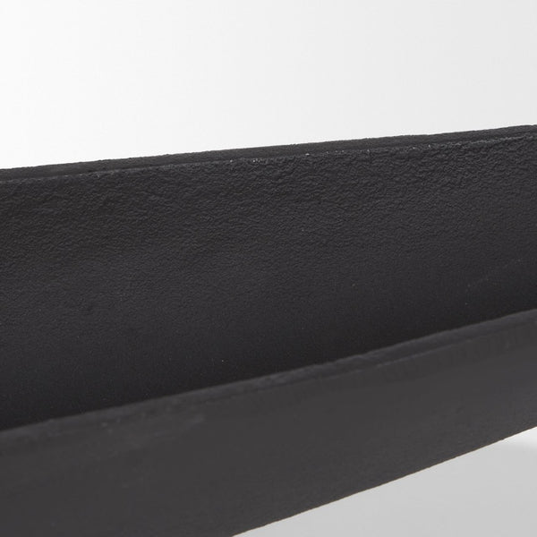 Mercana Piero Decorative Canoe-Shaped Bowl: Sculptural Aluminum Accent for Modern Tabletop Elegance Matte Black Metal | Large 70658