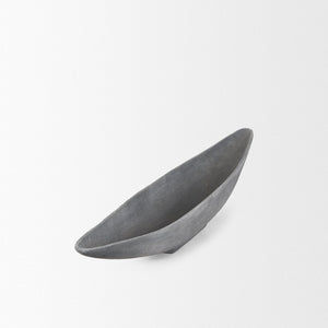Mercana Piero Canoe-Shaped Decorative Bowl: Modern Minimalist Accent for Stylish Home Décor and Centerpieces Concrete Finish | Small 70659