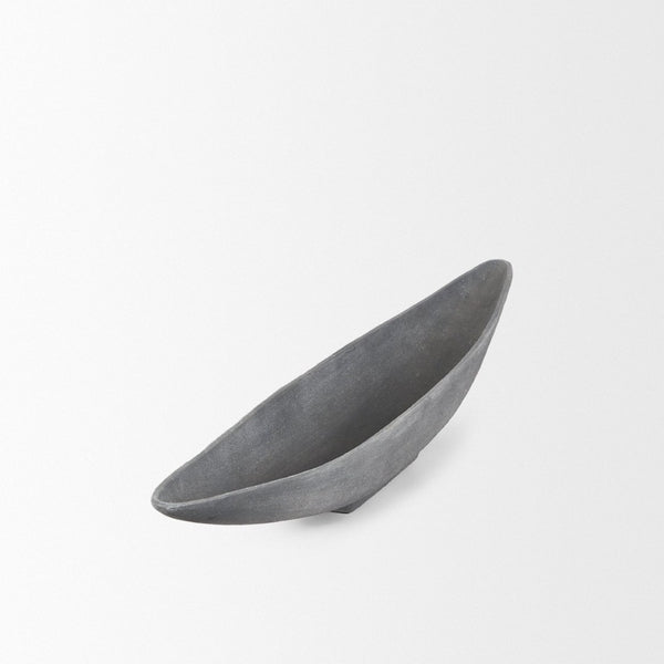Mercana Piero Canoe-Shaped Decorative Bowl: Modern Minimalist Accent for Stylish Home Décor and Centerpieces Concrete Finish | Small 70659