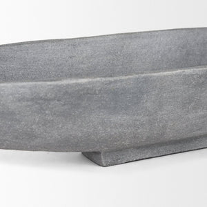 Mercana Piero Canoe-Shaped Decorative Bowl: Modern Minimalist Accent for Stylish Home Décor and Centerpieces Concrete Finish | Small 70659