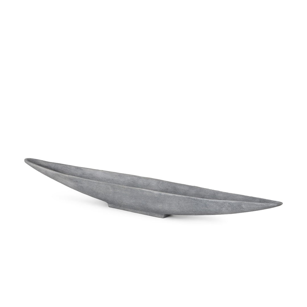 Mercana Piero Canoe-Shaped Decorative Bowl: Modern Minimalist Accent for Stylish Home Décor and Centerpieces Concrete Finish | Large 70660