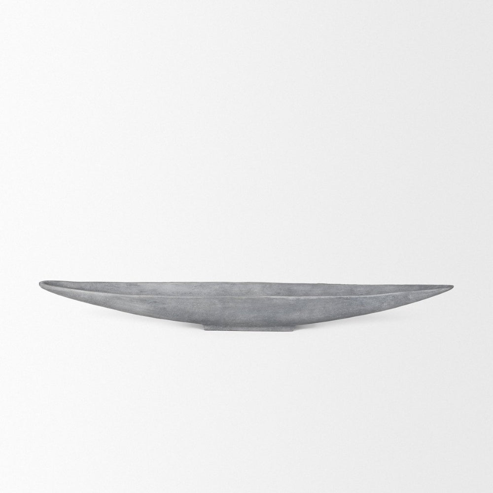 Mercana Piero Canoe-Shaped Decorative Bowl: Modern Minimalist Accent for Stylish Home Décor and Centerpieces Concrete Finish | Large 70660