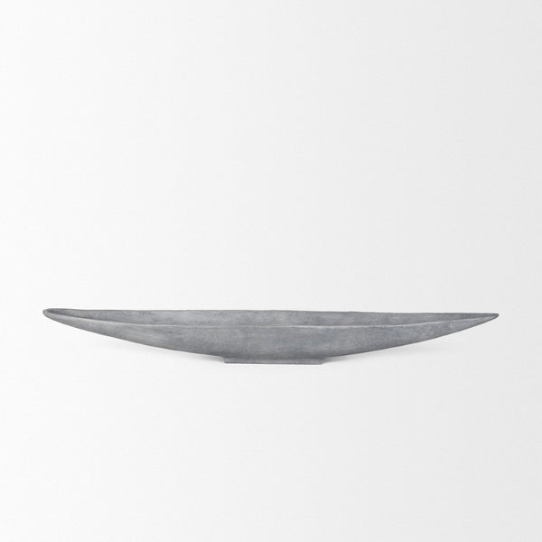 Mercana Piero Canoe-Shaped Decorative Bowl: Modern Minimalist Accent for Stylish Home Décor and Centerpieces Concrete Finish | Large 70660