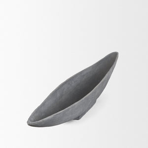 Mercana Piero Canoe-Shaped Decorative Bowl: Modern Minimalist Accent for Stylish Home Décor and Centerpieces Concrete Finish | Large 70660