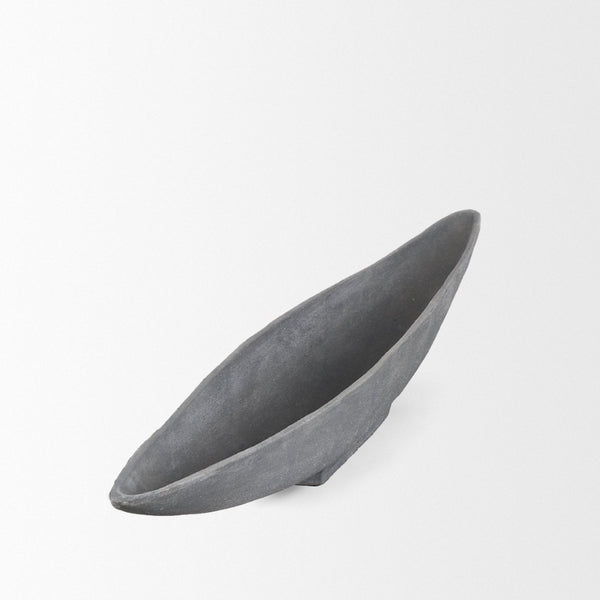 Mercana Piero Canoe-Shaped Decorative Bowl: Modern Minimalist Accent for Stylish Home Décor and Centerpieces Concrete Finish | Large 70660