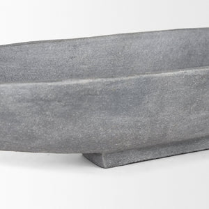 Mercana Piero Canoe-Shaped Decorative Bowl: Modern Minimalist Accent for Stylish Home Décor and Centerpieces Concrete Finish | Large 70660