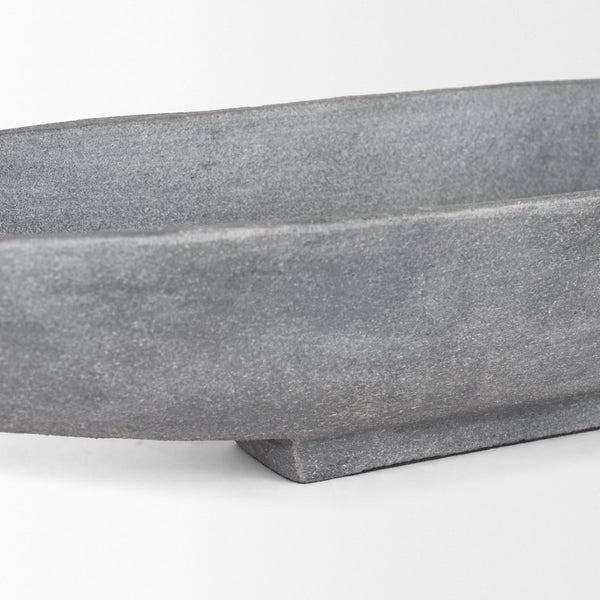 Mercana Piero Canoe-Shaped Decorative Bowl: Modern Minimalist Accent for Stylish Home Décor and Centerpieces Concrete Finish | Large 70660