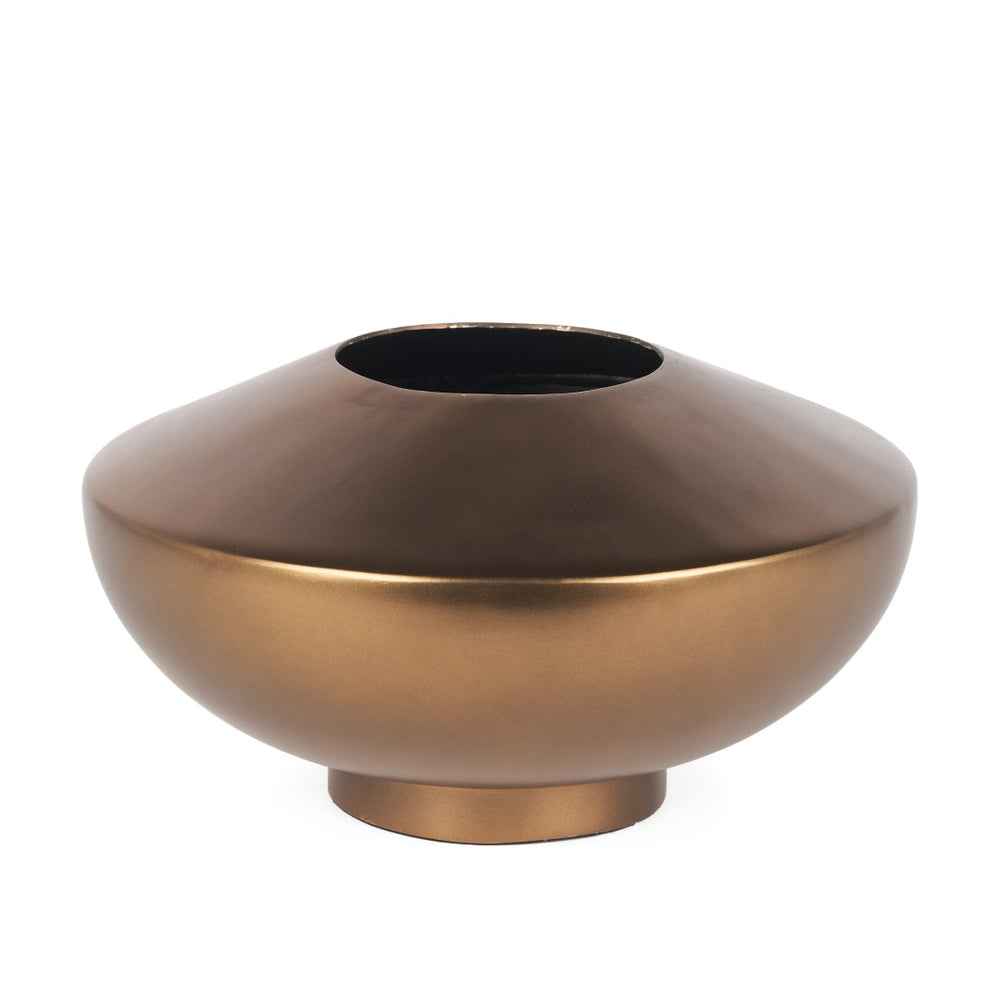 Mercana Quiana Large Gold Metal Vase - A Stunning Minimalist Accent for Modern Decor and Dried Botanicals Brushed Gold Metal | Large 70662
