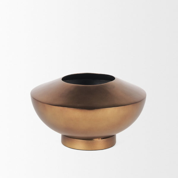 Mercana Quiana Large Gold Metal Vase - A Stunning Minimalist Accent for Modern Decor and Dried Botanicals Brushed Gold Metal | Medium 70663