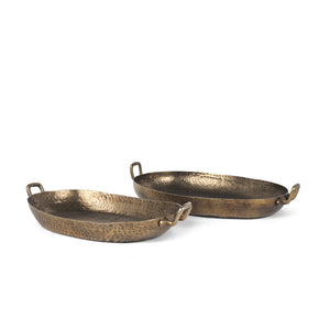 Pama Hammered Gold Metal Decorative Trays - Set of 2 70668 Mercana