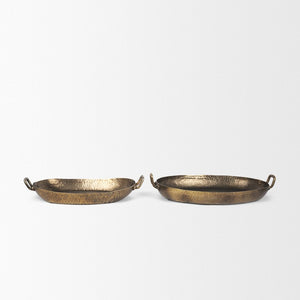 Mercana Pama Hammered Decorative Trays Set of 2 - Elegant Rustic Metal Accent for Home Decor and Styling 70668