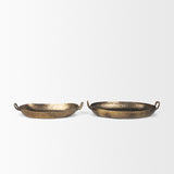 Pama Hammered Gold Metal Decorative Trays - Set of 2 70668 Mercana