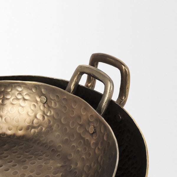 Mercana Pama Hammered Decorative Trays Set of 2 - Elegant Rustic Metal Accent for Home Decor and Styling 70668