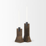 Polli Antiqued Gold with Matte Black Metal Taper Candleholders - Set of 2 70670 Mercana