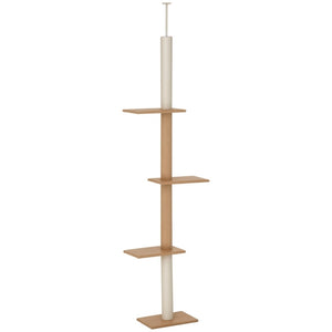 English Elm Tall Floor to Ceiling Cat Tree with Grey Flannel Platforms and Tension Rod Design T3971P437649