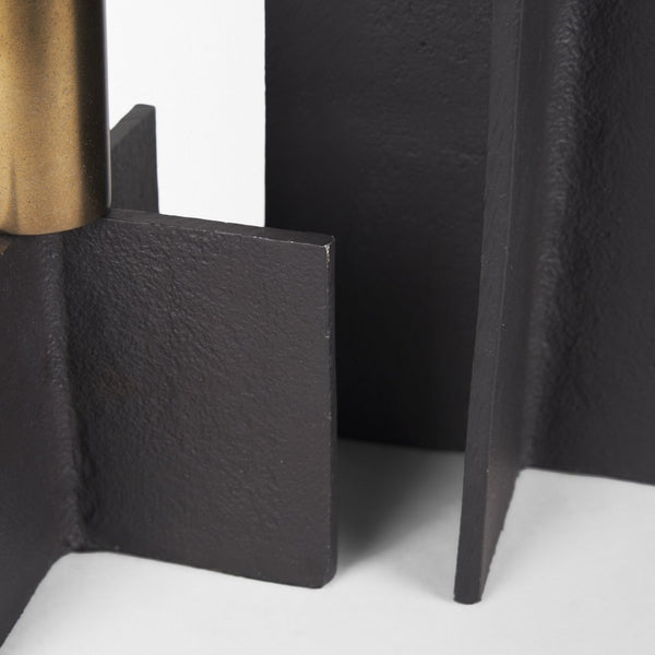 Mercana Pia Elegant Taper Candleholders Set of 2 - Modern Rustic Design for Stylish Home Décor Accents Matte Black | Brushed Gold 70671