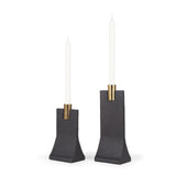 Polli Matte Black with Brushed Gold Metal Taper Candleholders - Set of 2 70672 Mercana