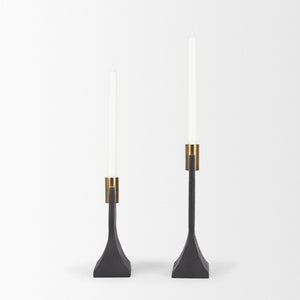 Mercana Polli Elegant Metal Taper Candleholders Set of 2 - Timeless Design for Modern and Rustic Spaces Matte Black | Brushed Gold 70672