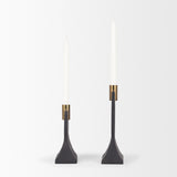 Polli Matte Black with Brushed Gold Metal Taper Candleholders - Set of 2 70672 Mercana