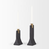 Polli Matte Black with Brushed Gold Metal Taper Candleholders - Set of 2 70672 Mercana