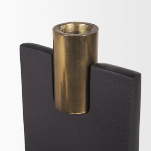 Mercana Polli Elegant Metal Taper Candleholders Set of 2 - Timeless Design for Modern and Rustic Spaces Matte Black | Brushed Gold 70672