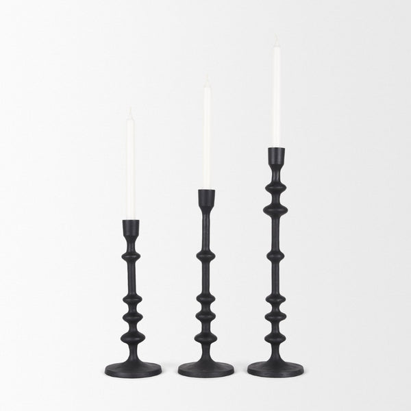 Mercana Paolo Elegant Candle Holder Set of 3 - Textured Aluminum for Modern Decor and Captivating Atmosphere 70673
