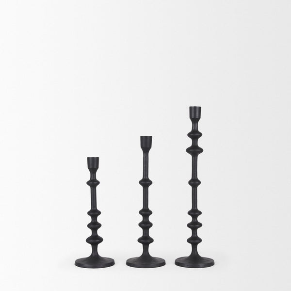 Mercana Paolo Elegant Candle Holder Set of 3 - Textured Aluminum for Modern Decor and Captivating Atmosphere 70673