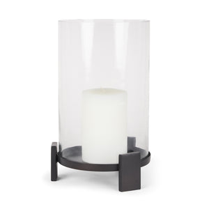 Price Large Matte Black Metal with Glass Hurricane Candle Holder 70676 Mercana