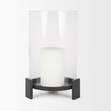 Price Large Matte Black Metal with Glass Hurricane Candle Holder 70676 Mercana