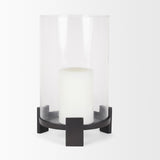 Price Large Matte Black Metal with Glass Hurricane Candle Holder 70676 Mercana