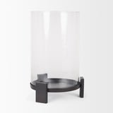 Price Large Matte Black Metal with Glass Hurricane Candle Holder 70676 Mercana