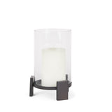 Price Small Matte Black Metal with Glass Hurricane Candle Holder 70677 Mercana