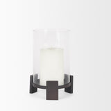 Price Small Matte Black Metal with Glass Hurricane Candle Holder 70677 Mercana