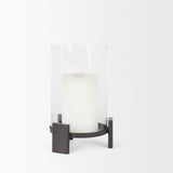 Price Small Matte Black Metal with Glass Hurricane Candle Holder 70677 Mercana