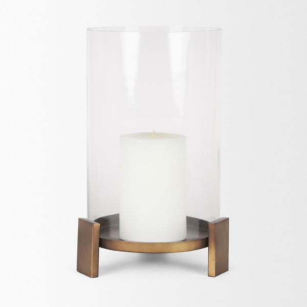 Mercana Price Elegant Matte Black Metal Hurricane Candle Holder with Glass for Ambiance and Style Antiqued Gold | Large 70678