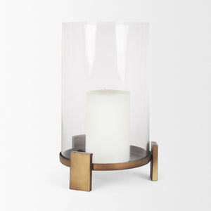 Mercana Price Elegant Matte Black Metal Hurricane Candle Holder with Glass for Ambiance and Style Antiqued Gold | Large 70678