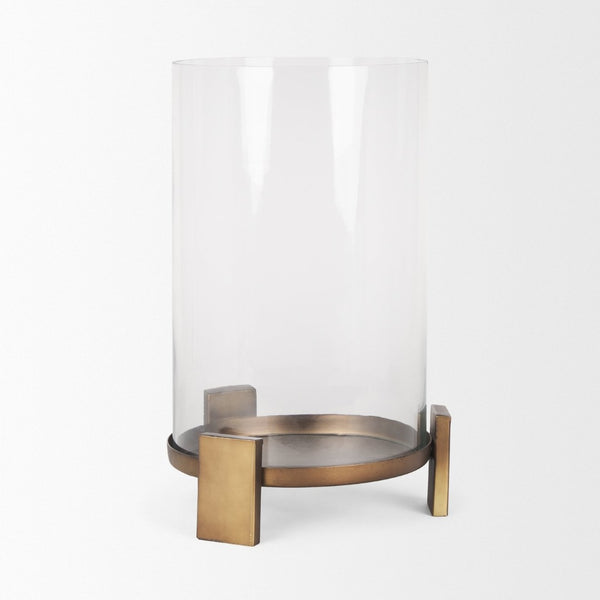 Mercana Price Elegant Matte Black Metal Hurricane Candle Holder with Glass for Ambiance and Style Antiqued Gold | Large 70678