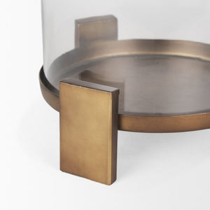 Mercana Price Elegant Matte Black Metal Hurricane Candle Holder with Glass for Ambiance and Style Antiqued Gold | Large 70678