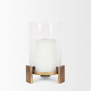 Mercana Price Elegant Matte Black Metal Hurricane Candle Holder with Glass for Ambiance and Style Antiqued Gold | Small 70679