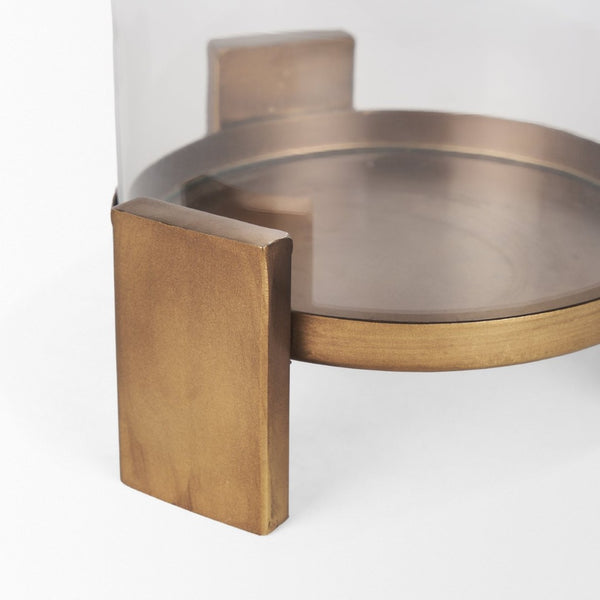 Mercana Price Elegant Matte Black Metal Hurricane Candle Holder with Glass for Ambiance and Style Antiqued Gold | Small 70679