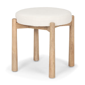 Shaiden Brown Wood with Cream Fabric Stool 70796 Mercana