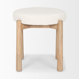 Shaiden Brown Wood with Cream Fabric Stool 70796 Mercana