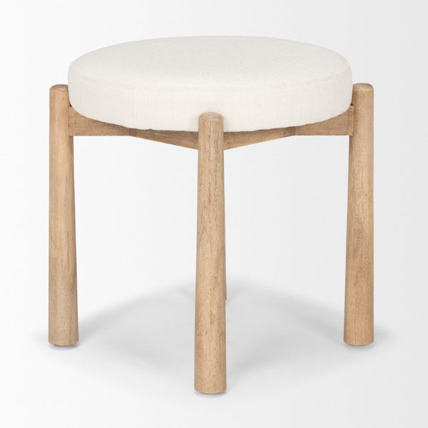Mercana Shaiden Elegant Round Stool with Textured Upholstery for Versatile Home Decor and Seating Solutions 70796