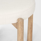 Shaiden Brown Wood with Cream Fabric Stool 70796 Mercana