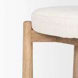 Shaiden Brown Wood with Cream Fabric Stool 70796 Mercana