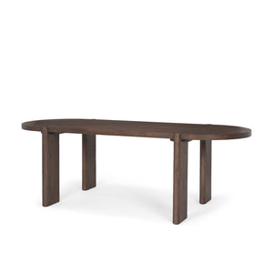 Mercana Sohan Oval Dining Table - Elegant Solid Elm Wood with Dark Stain, Ideal for Modern Dining Spaces 70853