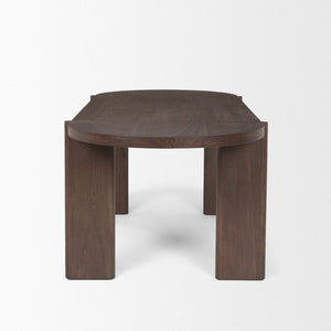 Mercana Sohan Oval Dining Table - Elegant Solid Elm Wood with Dark Stain, Ideal for Modern Dining Spaces 70853