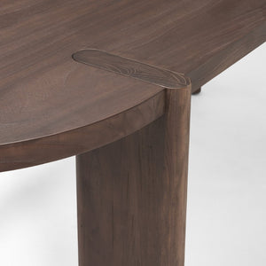 Mercana Sohan Oval Dining Table - Elegant Solid Elm Wood with Dark Stain, Ideal for Modern Dining Spaces 70853