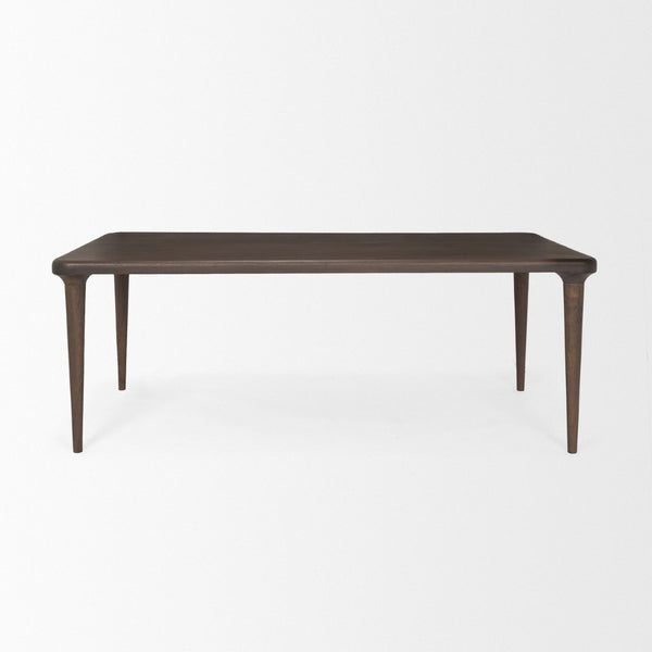 Mercana Suvan Elegant Solid Mango Wood Dining Table with Rounded Edges for Modern and Transitional Spaces 84" Med-Dk Brown Wood Top |Med-Dk Brown Wood Legs 70871-AB